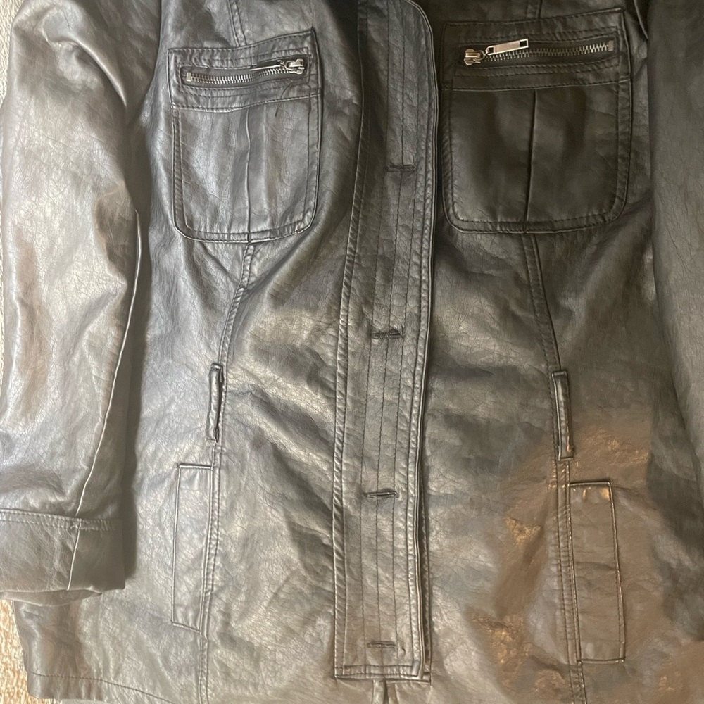 Therapy Black Leather Military Jacket